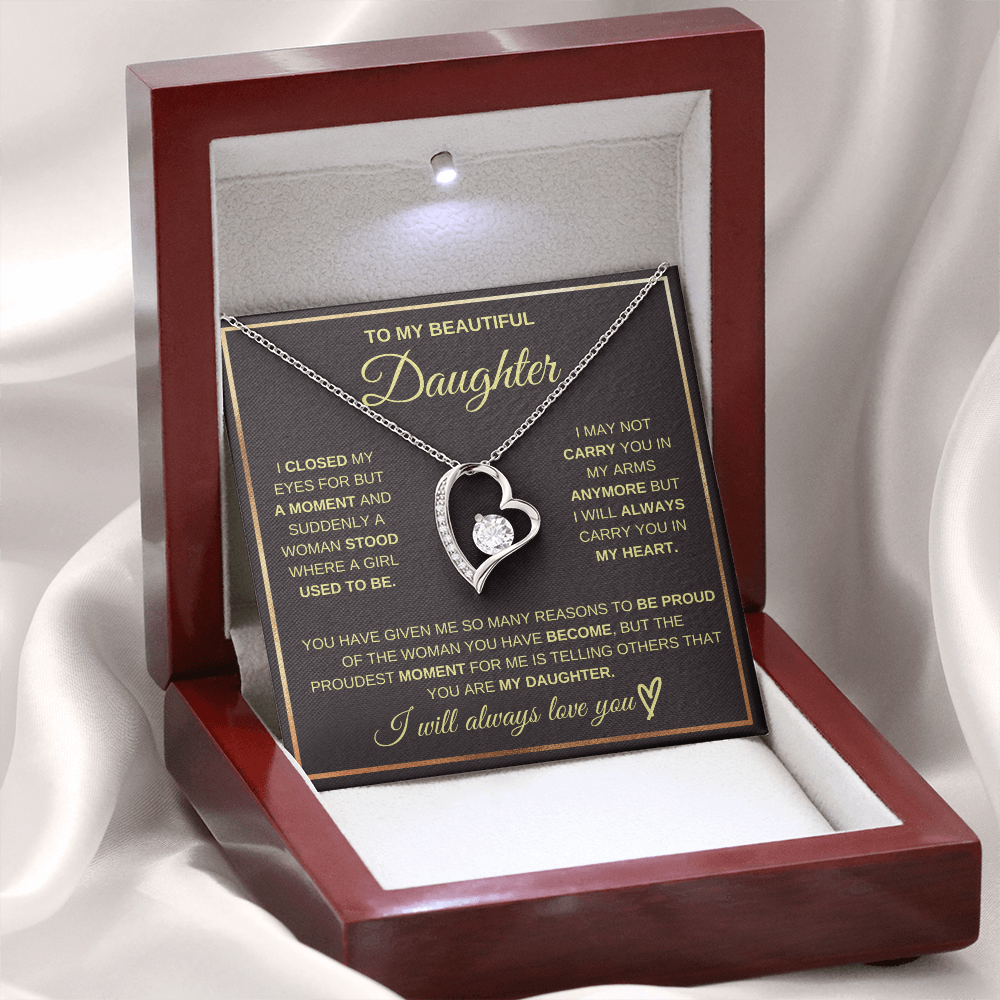 To My Beautiful Daughter - Always In My Heart Forever Love Necklace