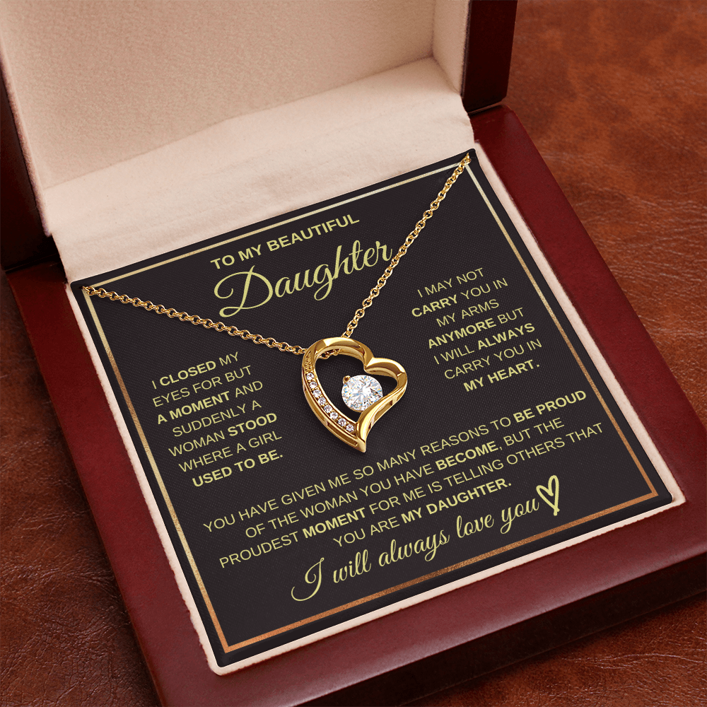To My Beautiful Daughter - Always In My Heart Forever Love Necklace