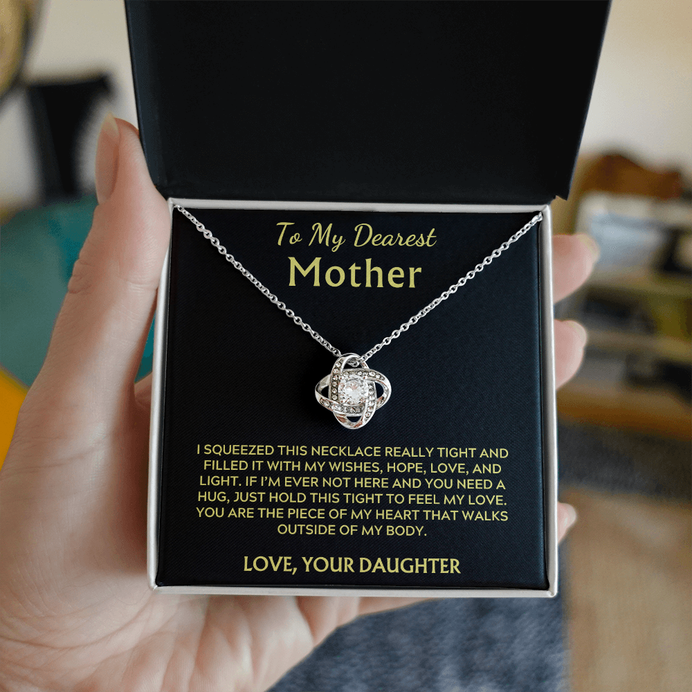 To My Dearest Mother - Piece of My Heart Love Knot Necklace - Love your Daughter