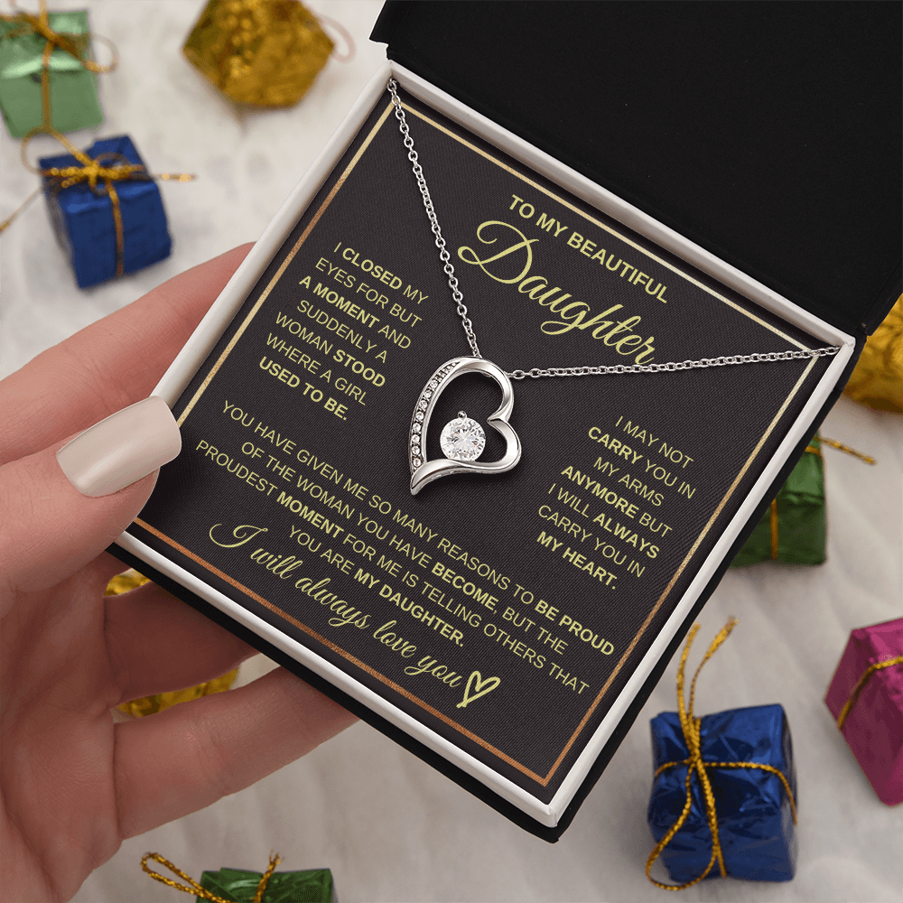 To My Beautiful Daughter - Always In My Heart Forever Love Necklace