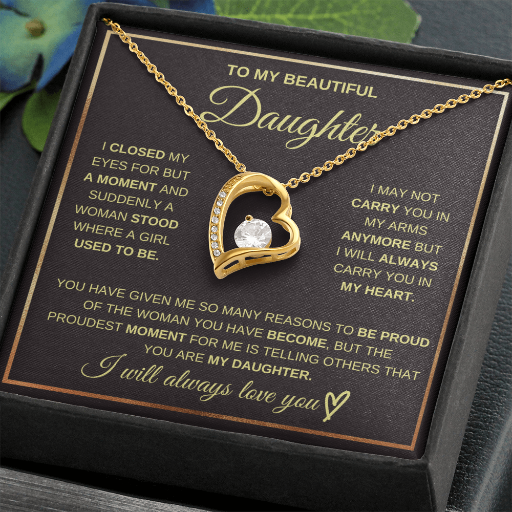 To My Beautiful Daughter - Always In My Heart Forever Love Necklace