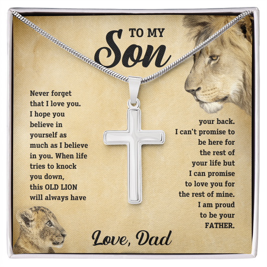 To My Son - Legacy Artisan Cross Necklace with Snake Chain - Love Dad