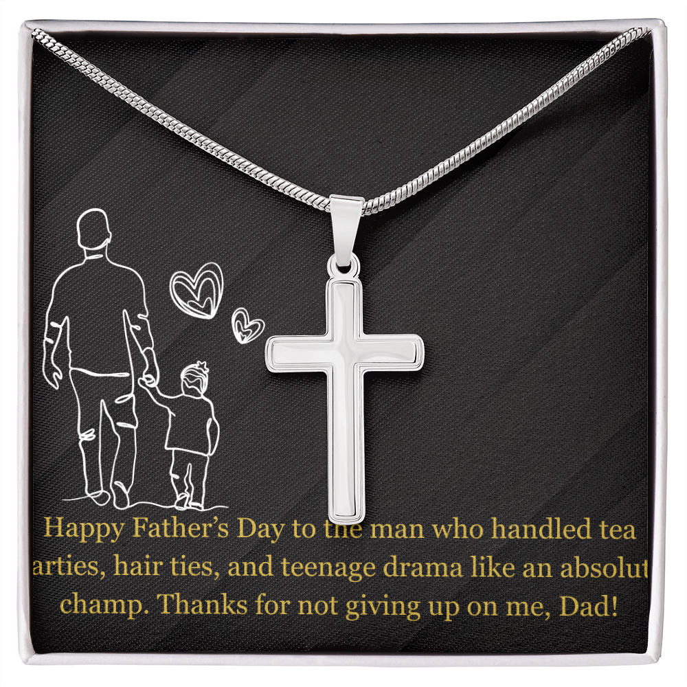 Like a Champ - Dad Artisan Cross Necklace with Snake Chain
