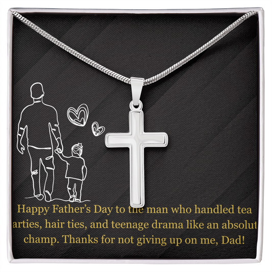 Like a Champ - Dad Artisan Cross Necklace with Snake Chain