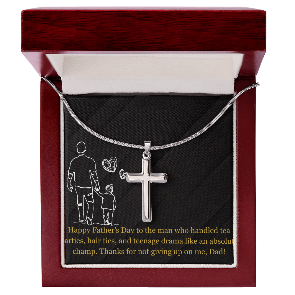 Like a Champ - Dad Artisan Cross Necklace with Snake Chain