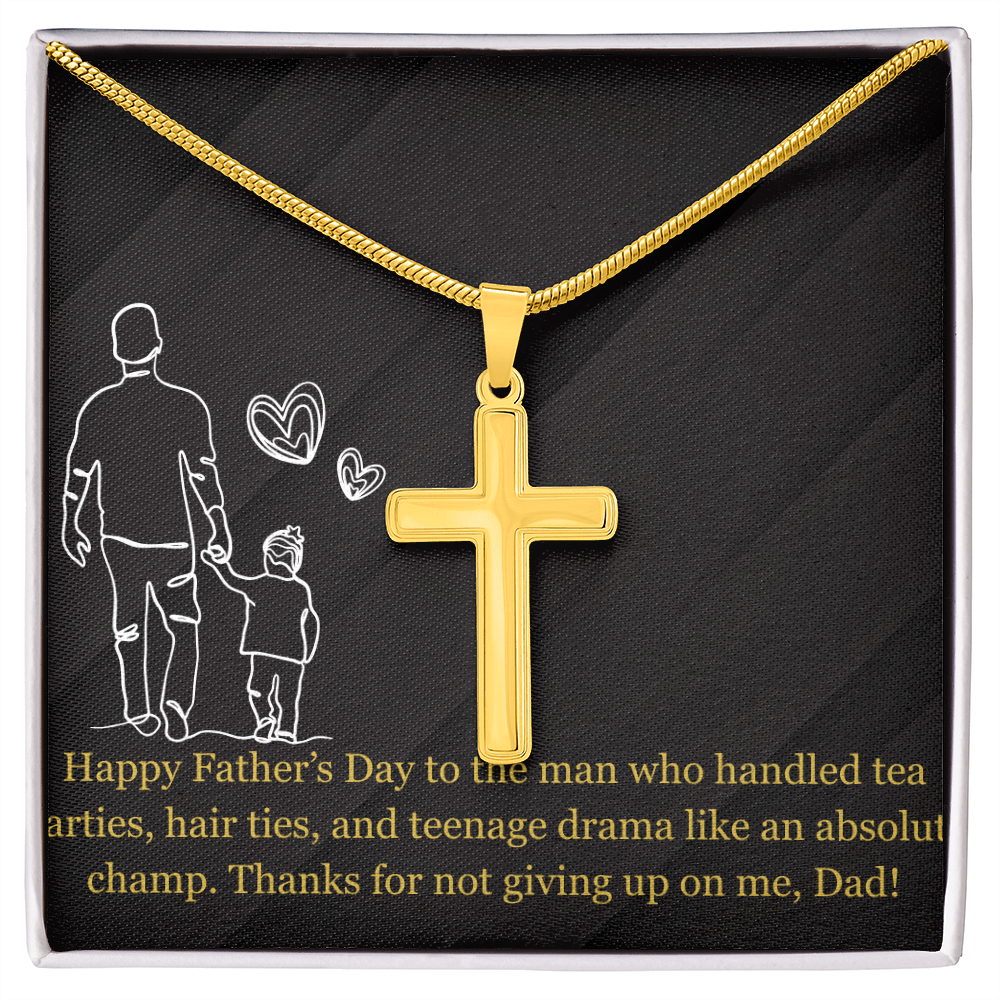 Like a Champ - Dad Artisan Cross Necklace with Snake Chain