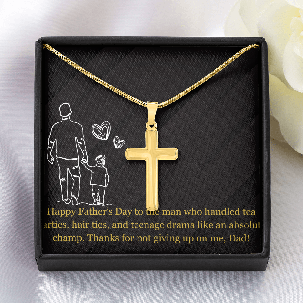Like a Champ - Dad Artisan Cross Necklace with Snake Chain