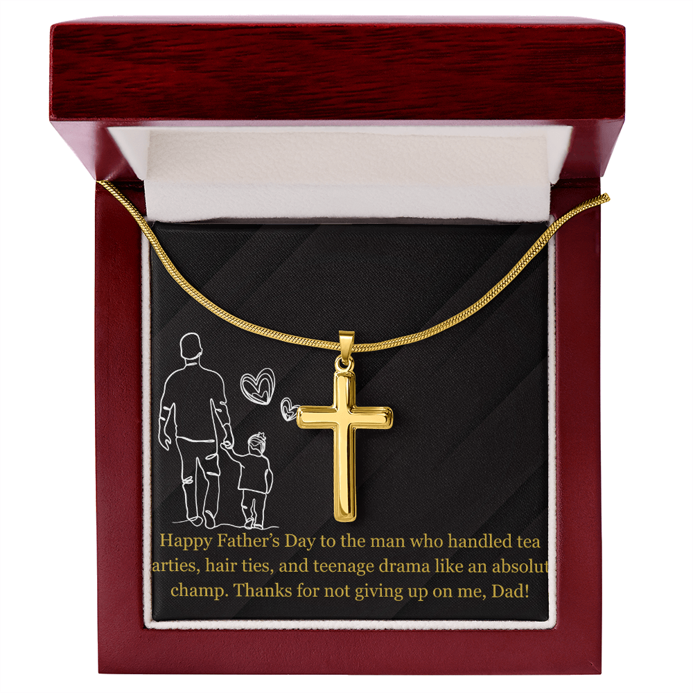 Like a Champ - Dad Artisan Cross Necklace with Snake Chain