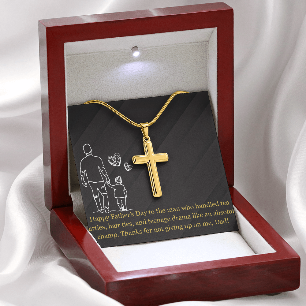 Like a Champ - Dad Artisan Cross Necklace with Snake Chain