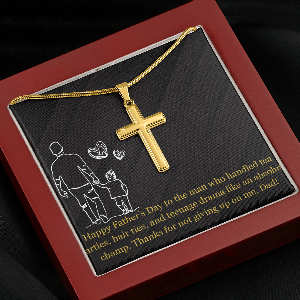 Like a Champ - Dad Artisan Cross Necklace with Snake Chain