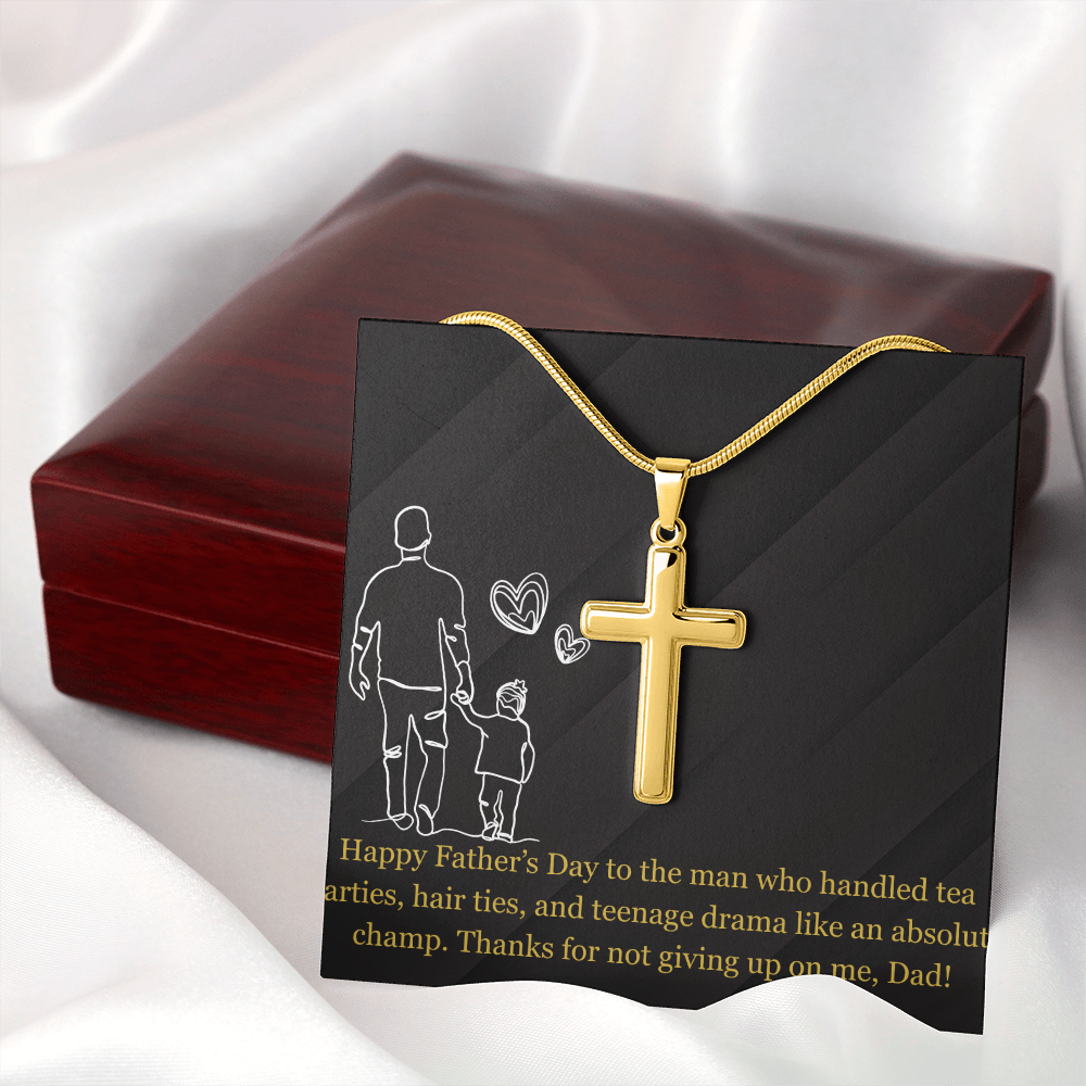 Like a Champ - Dad Artisan Cross Necklace with Snake Chain